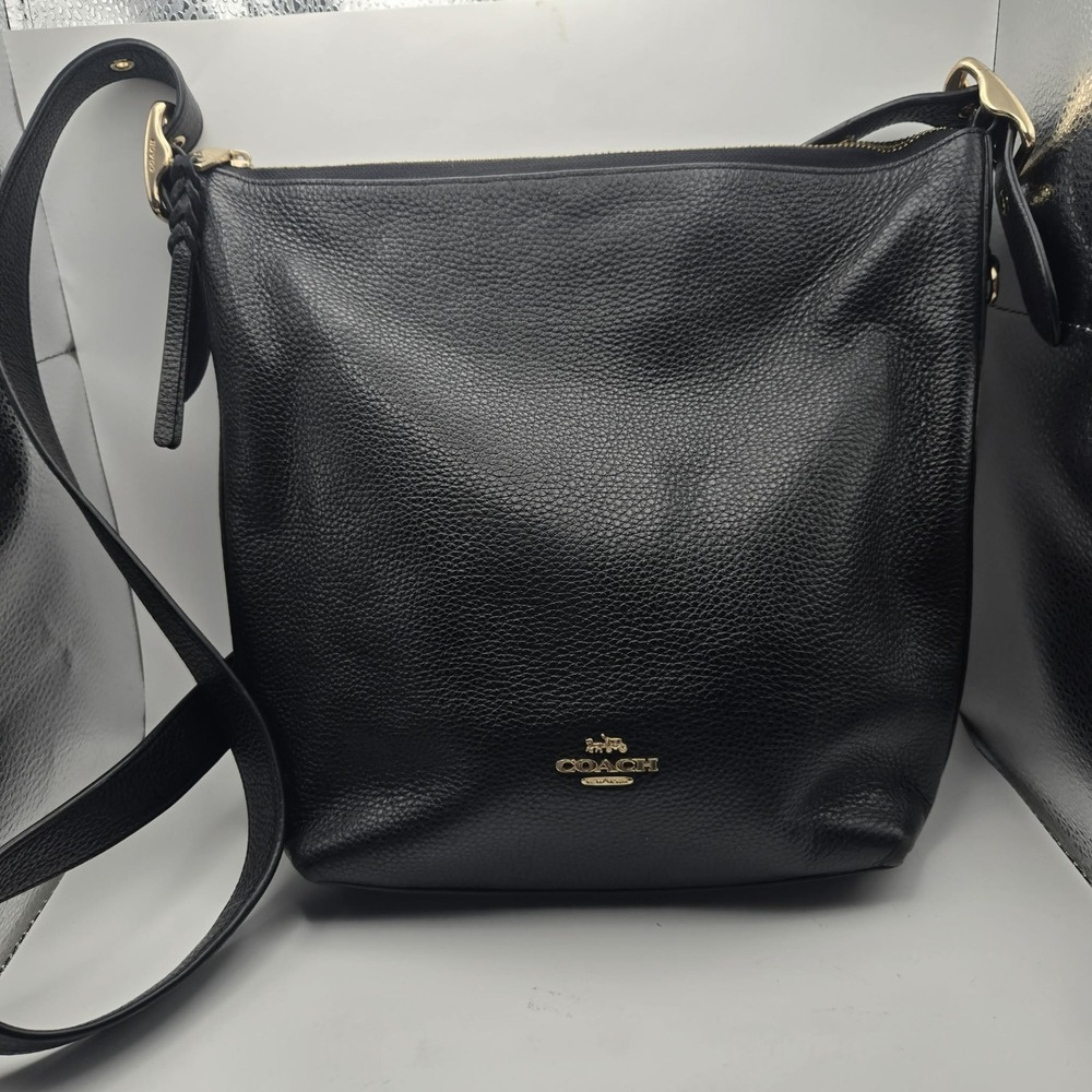 Coach Val Duffle C2818 Black Pebbled Leather Shoulder Crossbody Bag Classy